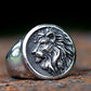 Lion Head Mens Signet Ring - Stainless Steel Silver - Unisex