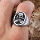 Skull Guitar Ring Grunge Signet Mens - Stainless Steel Silver - Unisex