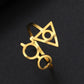 Harry Potter Ring Deathly Hallows / Glasses - Stainless Silver & Gold - Unisex - Adjustable