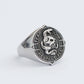 Skull & Snake Mens Signet Ring - Stainless Steel Silver - Unisex