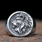 Lion Head Mens Signet Ring - Stainless Steel Silver - Unisex