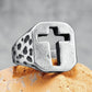 Vintage Spotted Cutout Christian Cross Ring Mens - Stainless Steel Silver - Unisex