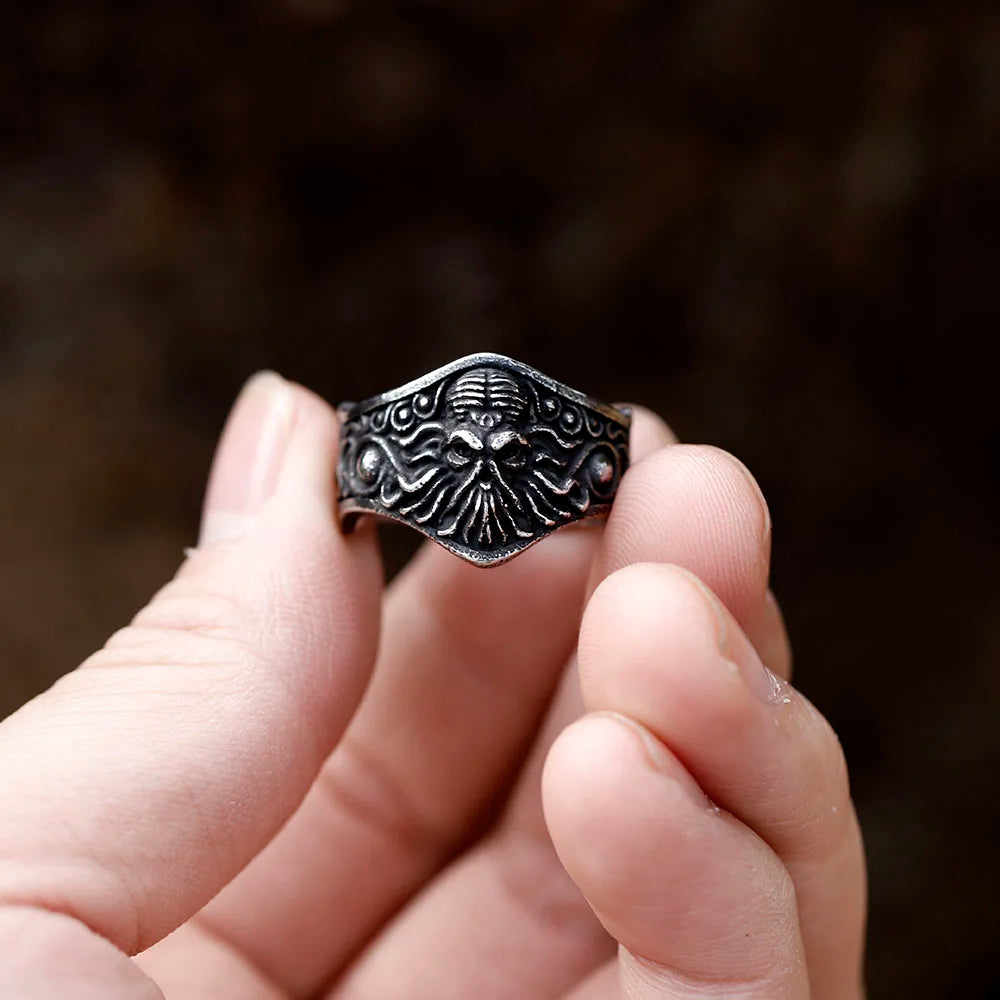 Octopus Cthulhu Mens Ring - Titanium Steel Silver - Unisex