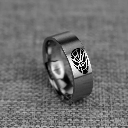 Spiderman Logo #2 Superhero Mens Marvel Ring - Stainless Steel Silver - Unisex