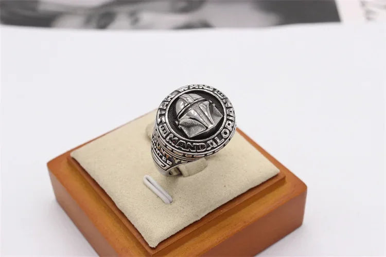Star Wars Mandalorian Ring Signet Movie Mens - Stainless Steel Silver - Unisex