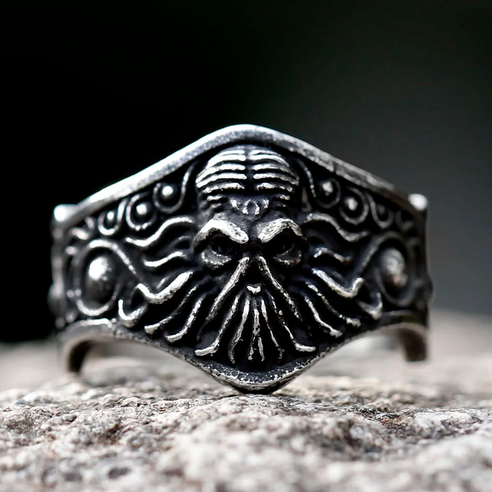 Octopus Cthulhu Mens Ring - Titanium Steel Silver - Unisex