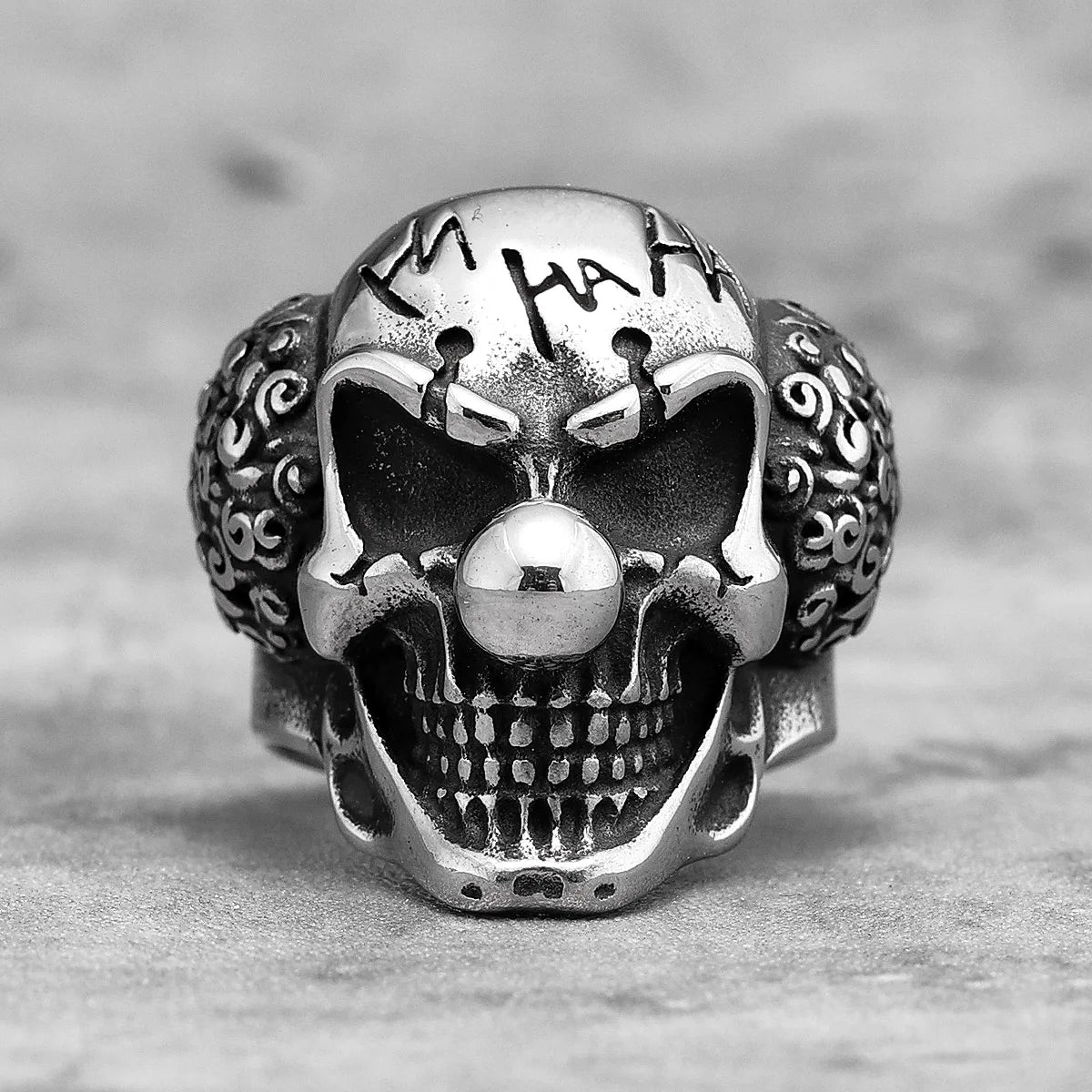 Clown Joker Ring Mens - Stainless Steel Silver & Gold - Unisex