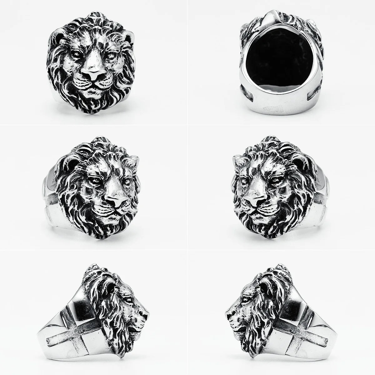 Lion Ring Mens - Stainless Steel Silver - Unisex