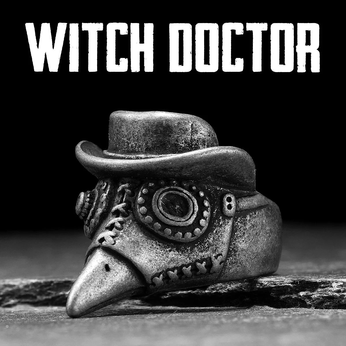 Plague Doctor Steampunk Ring Mens - Stainless Steel Silver - Unisex