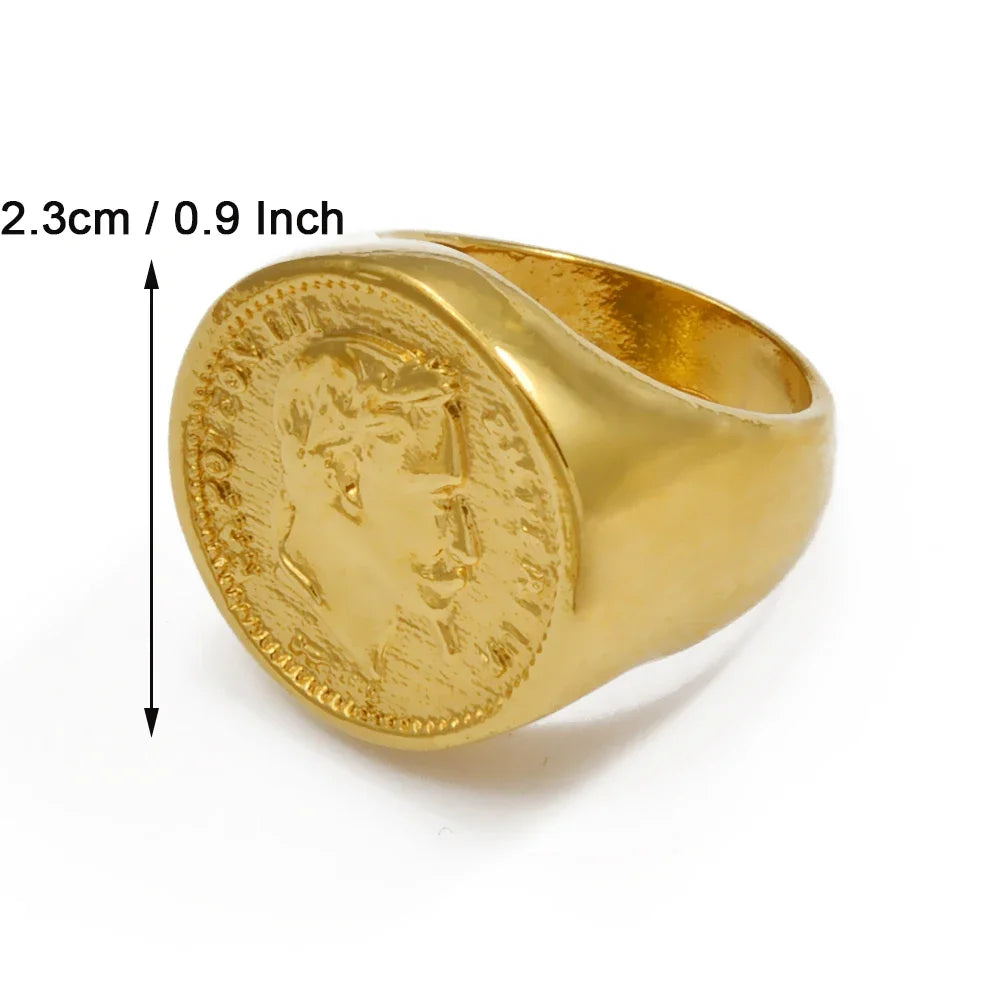 Emperor Napoleon III 1856 Gold Coin Ring Mens Signet - Gold - Unisex