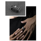 Open Christian Cross Ring Mens - 925 Silver - Adjustable - Unisex