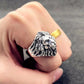 Lion Ring Mens - Silver - Adjustable - Unisex