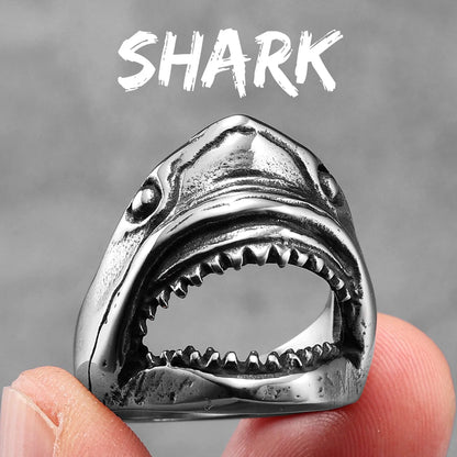 Jaws Great White Shark Ring Mens Movie - Stainless Steel Silver - Unisex