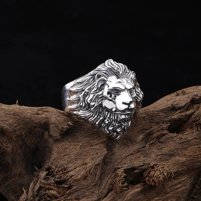 Lion Ring Mens - Silver - Adjustable - Unisex