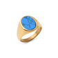 Turquoise Round Mens Gemstone Ring - Stainless Steel Gold - Unisex