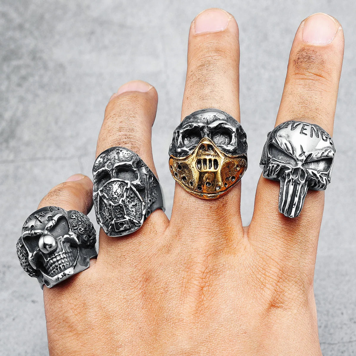 Skull Punisher Ring Marvel Mens - Stainless Steel Silver - Unisex