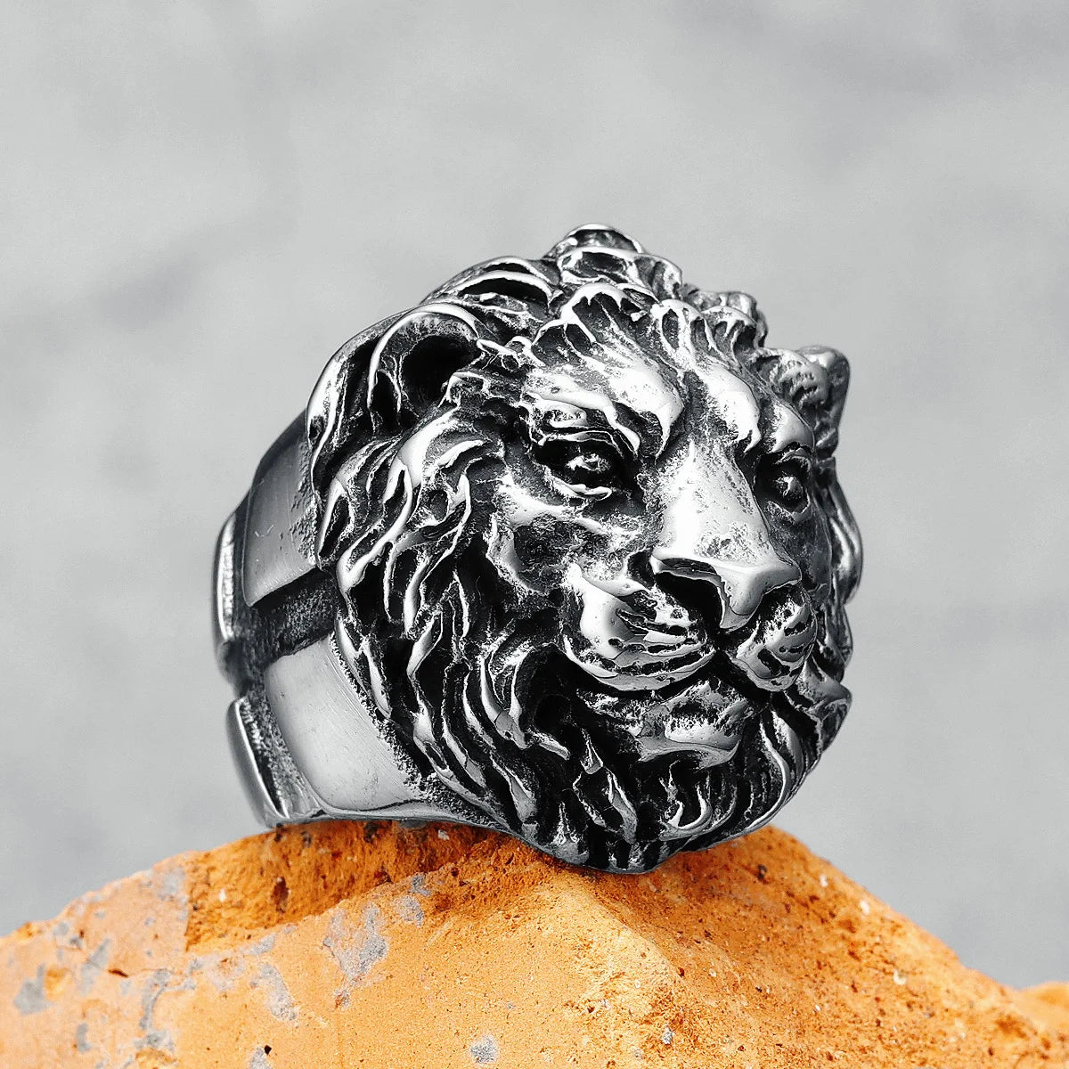 Lion Ring Mens - Stainless Steel Silver - Unisex