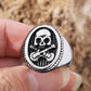 Skull Guitar Ring Grunge Signet Mens - Stainless Steel Silver - Unisex