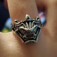 Satanic Devil Demon Ring Mens - Silver - Unisex - Adjustable - That Rock Aesthetic