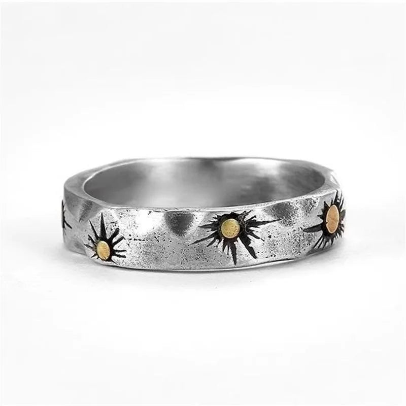 Shooting Star / Gold Sun Ring Boho - Silver - Unisex