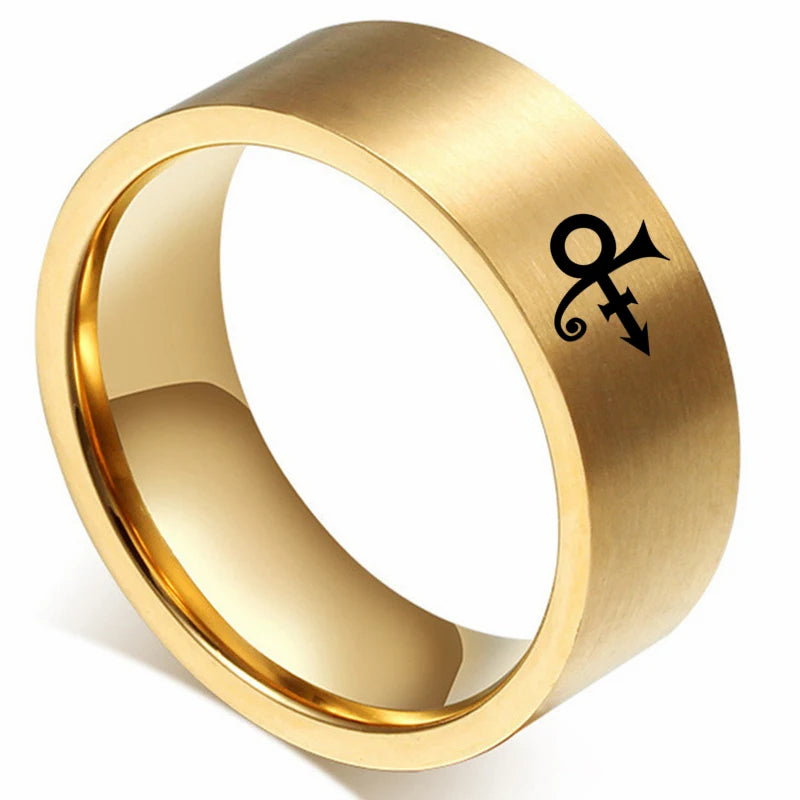 Prince Symbol Ring Music - Stainless Steel Silver, Gold & Black - Unisex