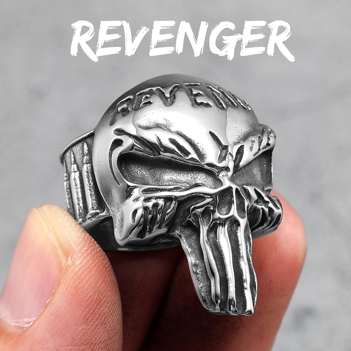 Skull Punisher Ring Marvel Mens - Stainless Steel Silver - Unisex