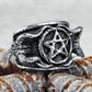 Satanic Devil Pentagram Ring Gothic Mens - Stainless Steel Silver - Unisex