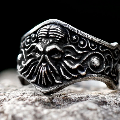 Octopus Cthulhu Mens Ring - Titanium Steel Silver - Unisex