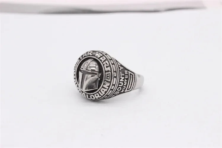 Star Wars Mandalorian Ring Signet Movie Mens - Stainless Steel Silver - Unisex