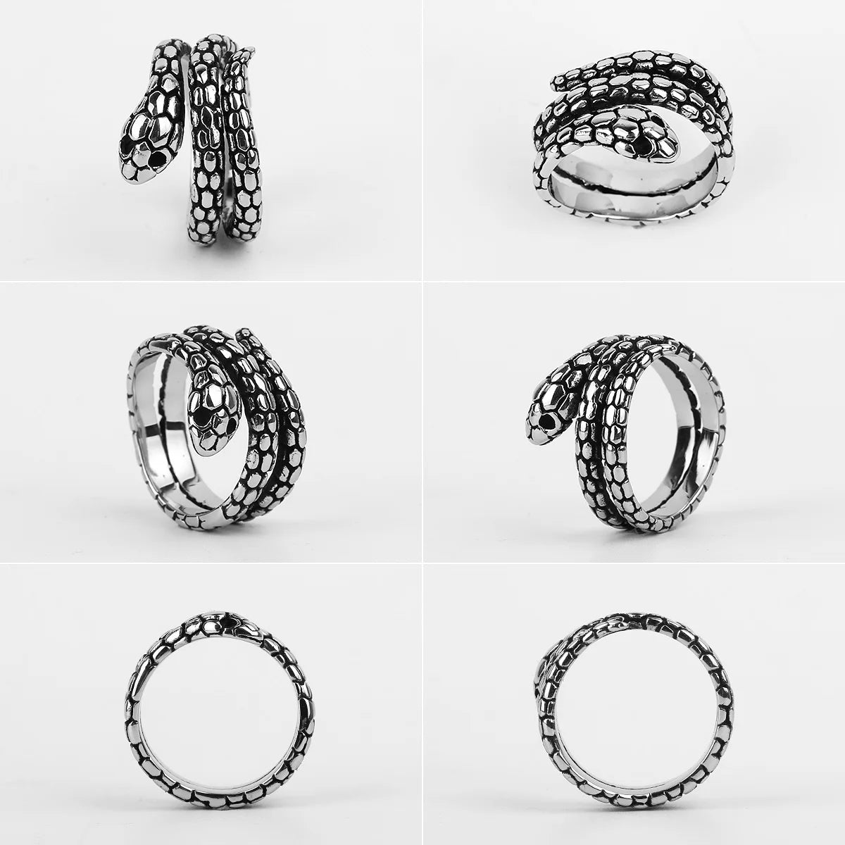 Coiled Mens Snake Ring - Stainless Steel Silver - Unisex