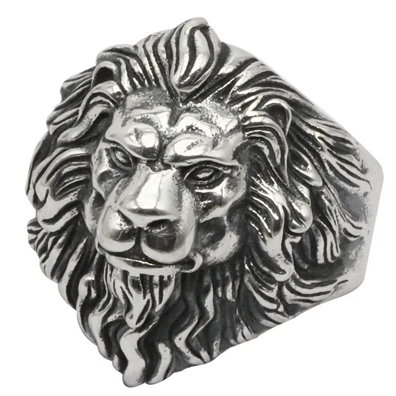 Lion Ring Mens - Silver - Adjustable - Unisex