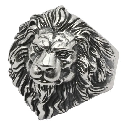 Lion Ring Mens - Silver - Adjustable - Unisex