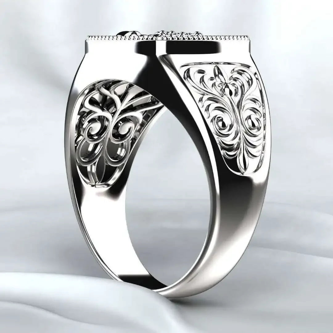 Scorpion Black Onyx Mens Signet Ring - Silver - Unisex - That Rock Aesthetic