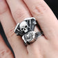 Live to Ride Motorcycle Skull Mens Biker Ring - Stainless Steel Silver - Unisex