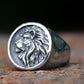 Lion Head Mens Signet Ring - Stainless Steel Silver - Unisex