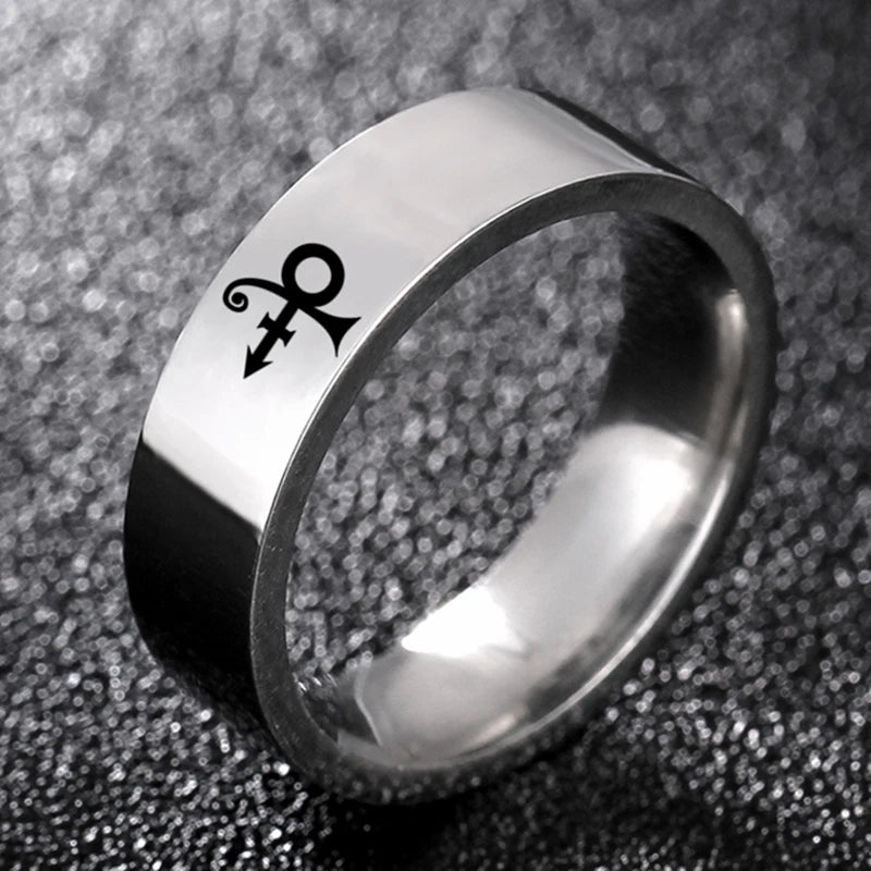 Prince Symbol Ring Music - Stainless Steel Silver, Gold & Black - Unisex