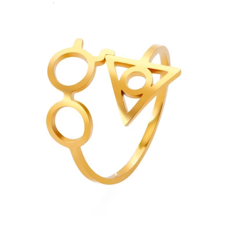 Harry Potter Ring Deathly Hallows / Glasses - Stainless Silver & Gold - Unisex - Adjustable
