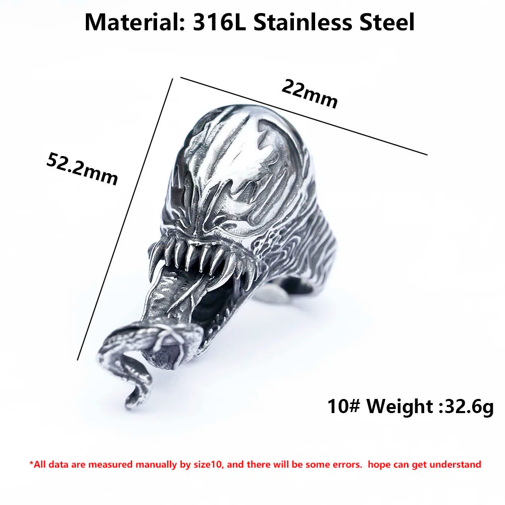 Venom #2 Superhero Mens Spiderman Marvel Ring - Stainless Steel Silver - Unisex