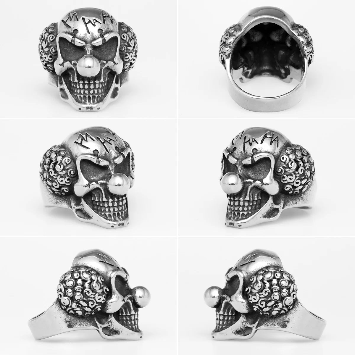 Clown Joker Ring Mens - Stainless Steel Silver & Gold - Unisex