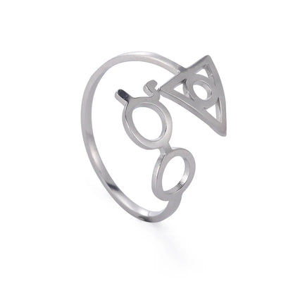 Harry Potter Ring Deathly Hallows / Glasses - Stainless Silver & Gold - Unisex - Adjustable