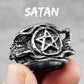 Satanic Devil Pentagram Ring Gothic Mens - Stainless Steel Silver - Unisex