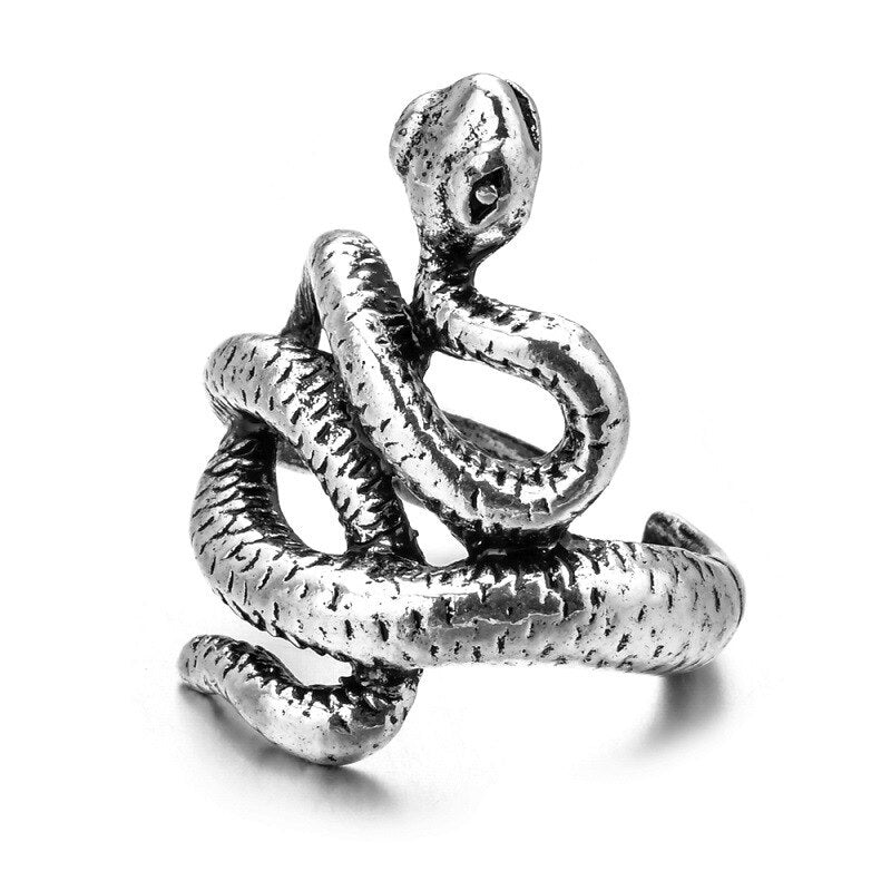 Shamanic Mens Snake Ring Collection - Silver, Gold & Black - Unisex - Adjustable - That Rock Aesthetic