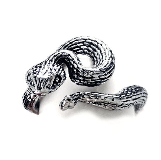 Shamanic Mens Snake Ring Collection - Silver, Gold & Black - Unisex - Adjustable - That Rock Aesthetic