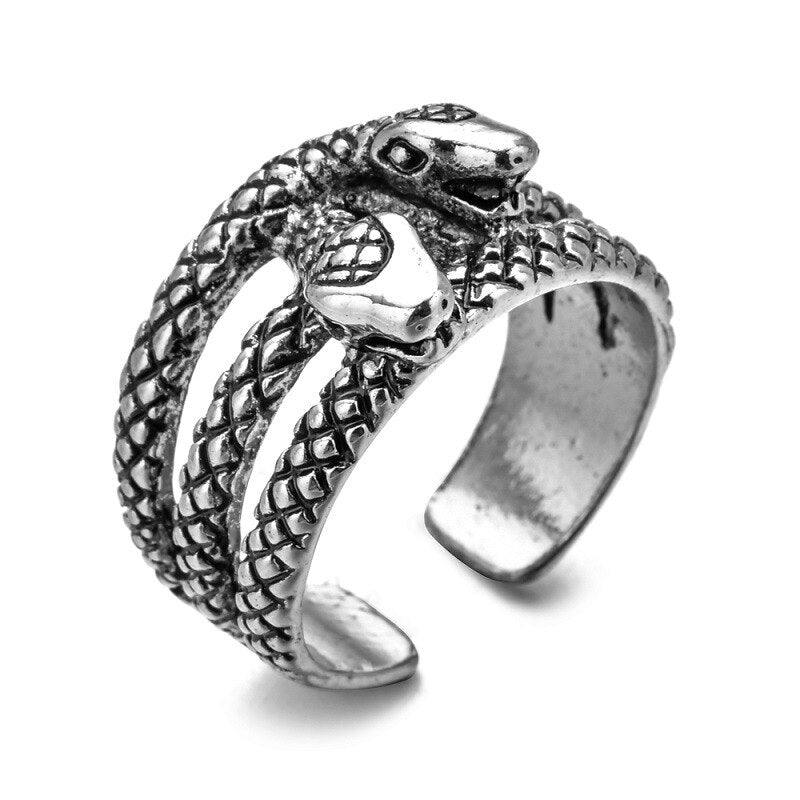 Shamanic Mens Snake Ring Collection - Silver, Gold & Black - Unisex - Adjustable - That Rock Aesthetic