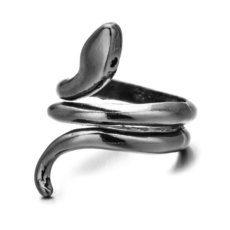 Shamanic Mens Snake Ring Collection - Silver, Gold & Black - Unisex - Adjustable - That Rock Aesthetic