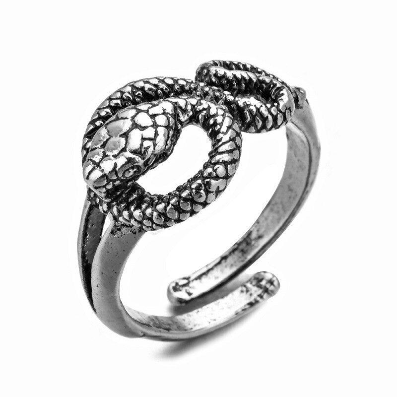 Shamanic Mens Snake Ring Collection - Silver, Gold & Black - Unisex - Adjustable - That Rock Aesthetic
