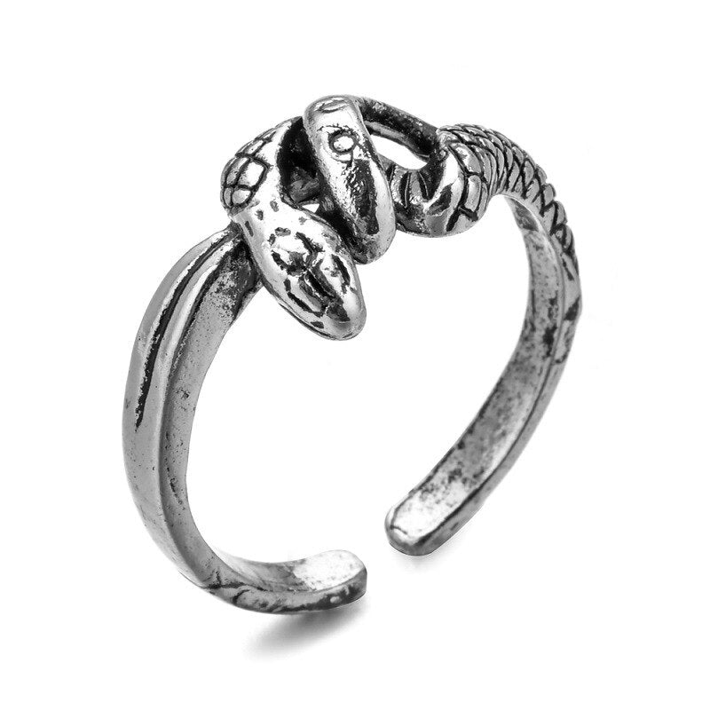 Shamanic Mens Snake Ring Collection - Silver, Gold & Black - Unisex - Adjustable - That Rock Aesthetic