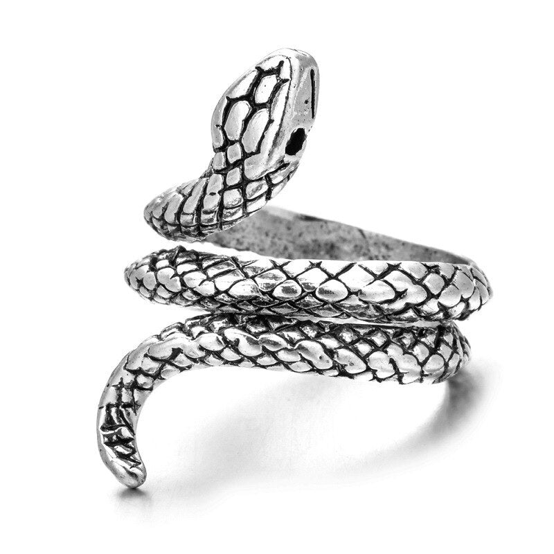 Shamanic Mens Snake Ring Collection - Silver, Gold & Black - Unisex - Adjustable - That Rock Aesthetic
