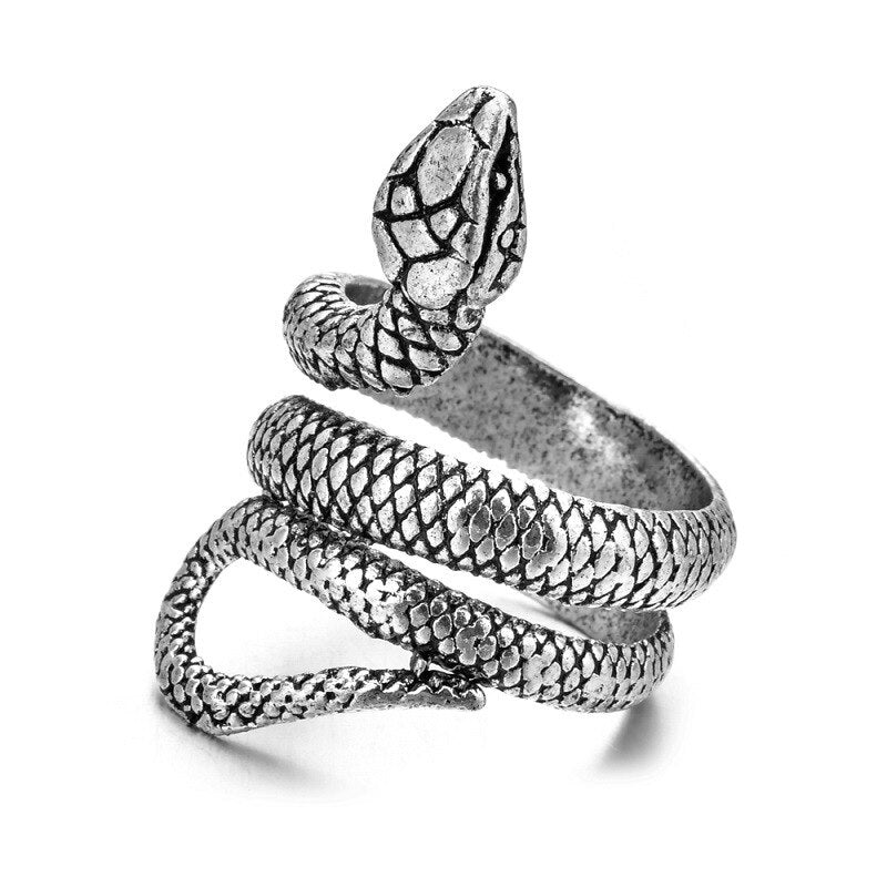 Shamanic Mens Snake Ring Collection - Silver, Gold & Black - Unisex - Adjustable - That Rock Aesthetic