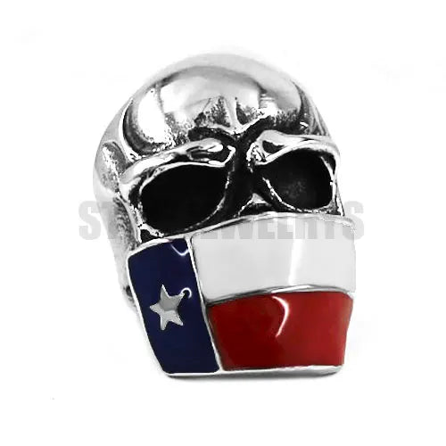 Skull Flag of Texas Mens Ring USA - Stainless Steel Silver - Unisex - That Rock Aesthetic